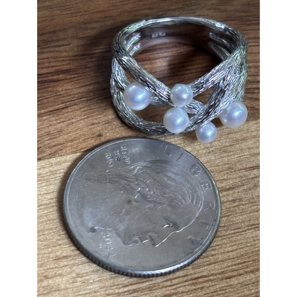 Effy 925 Sterling Silver Pearl Ring Size 7 - Picture 7 of 7